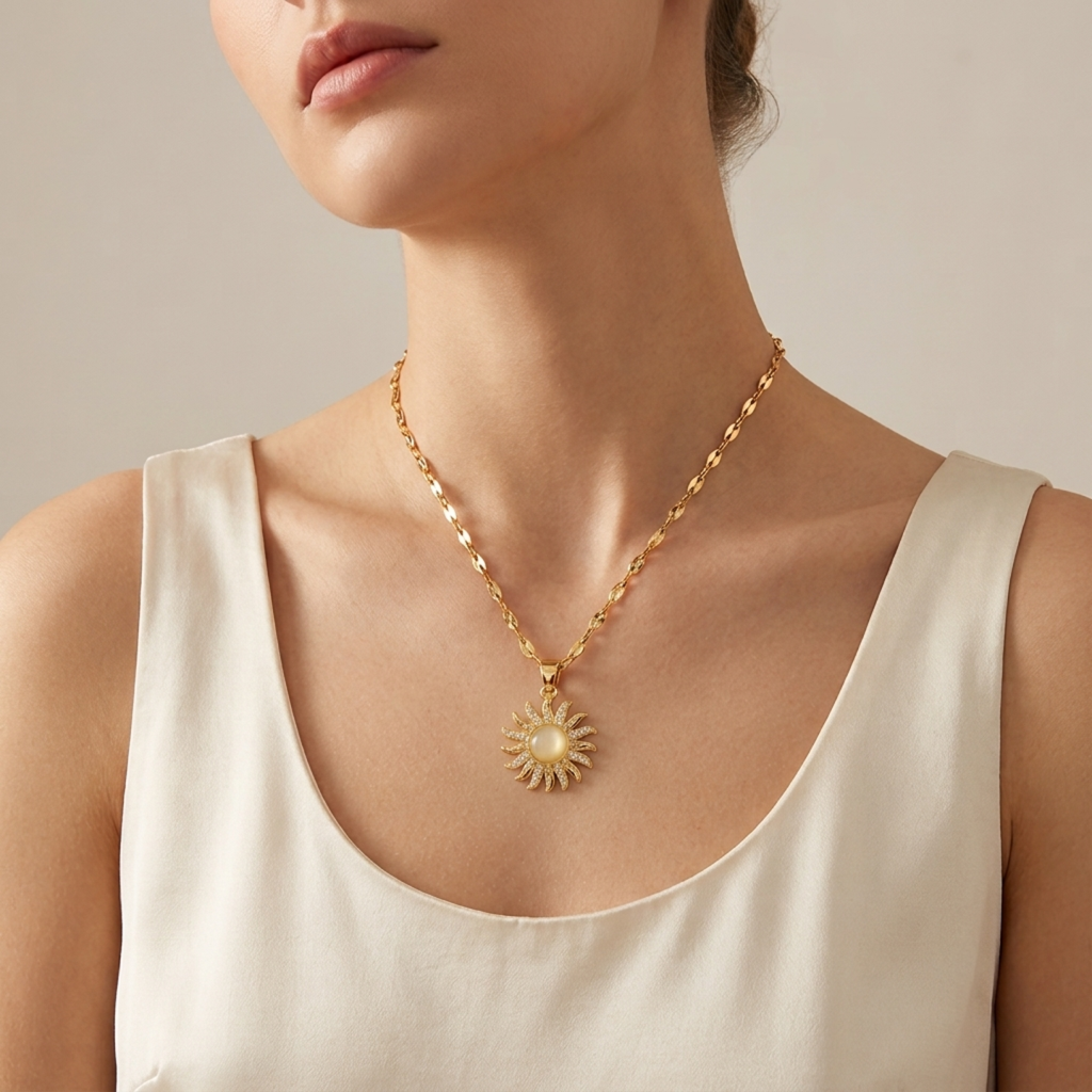Spinning Sun Pendant Necklace
