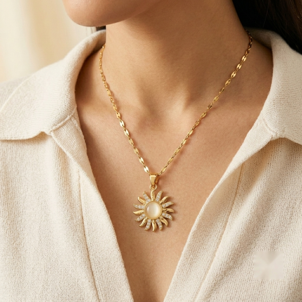 Spinning Sun Pendant Necklace